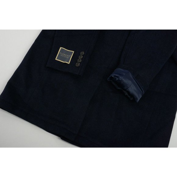 New $695 Jack Victor Jenson Mens 40R Dark Blue Flannel Wool Notch Top Over Coat - Picture 8 of 8